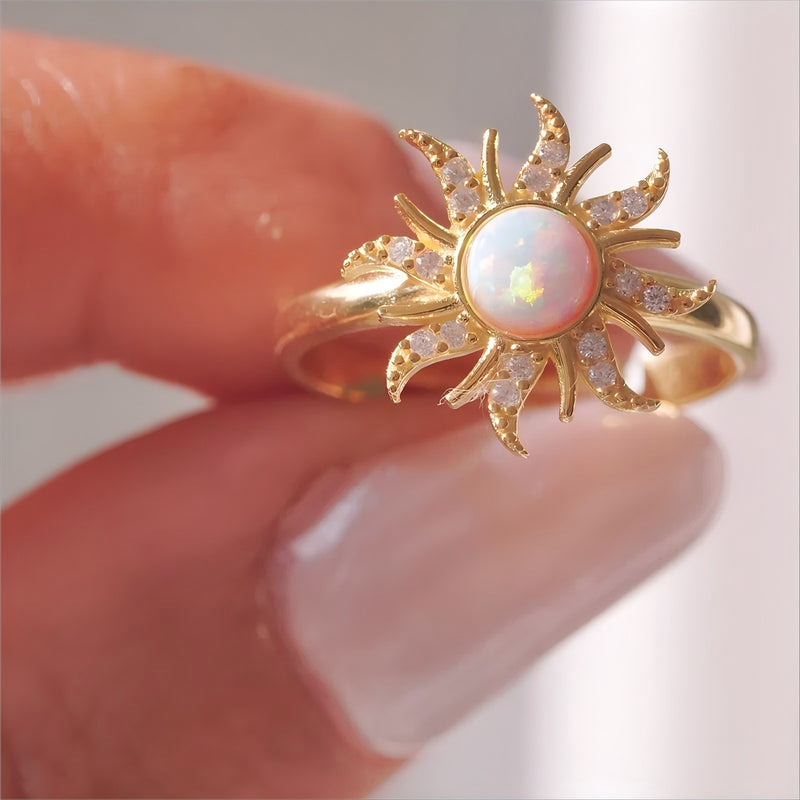 White Opal Sun Jewelry-Necklace Bracelet Ring