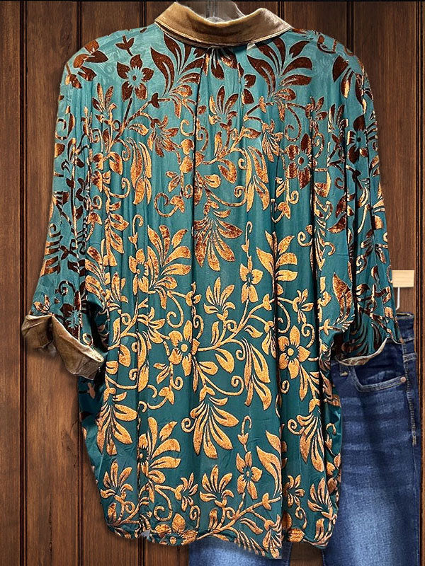 Vintage Floral Velvet Shirt