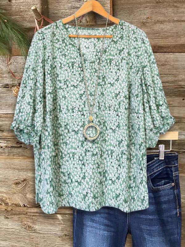 Floral Print Puff Sleeve Blouse