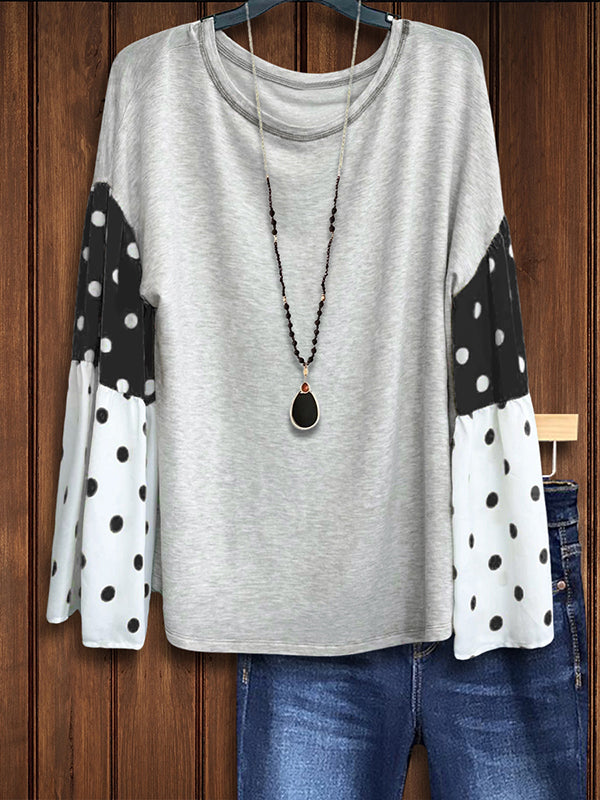 Polka Dot Print Patchwork Top