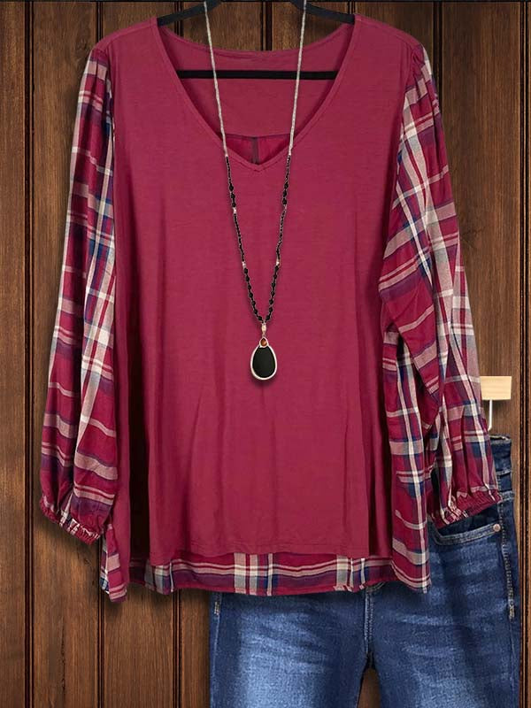 Plaid Patchwork Casual Top