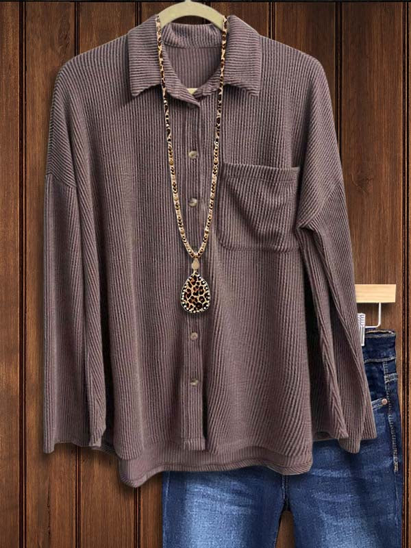 Corduroy Buttoned Patch Pocket Top