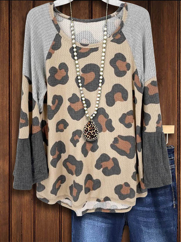 Leopard Print Ruffle Sleeve Top