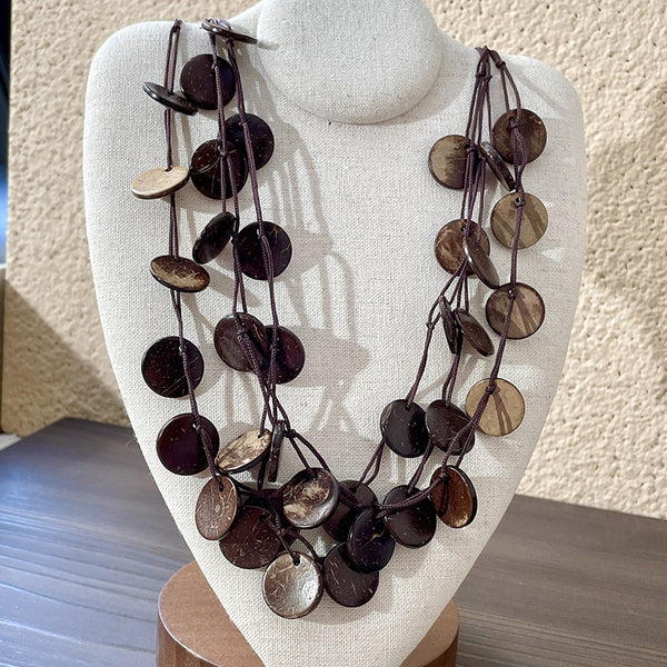 Coconut Shell Multi-Layered Necklace