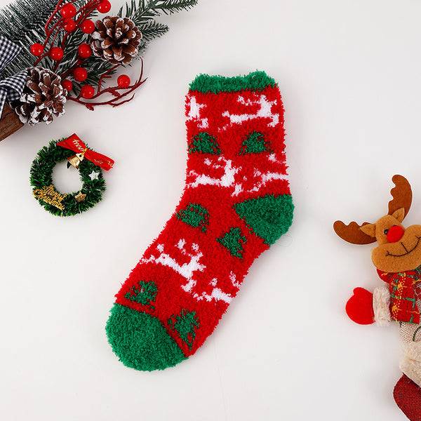 Christmas Pattern Furry Socks