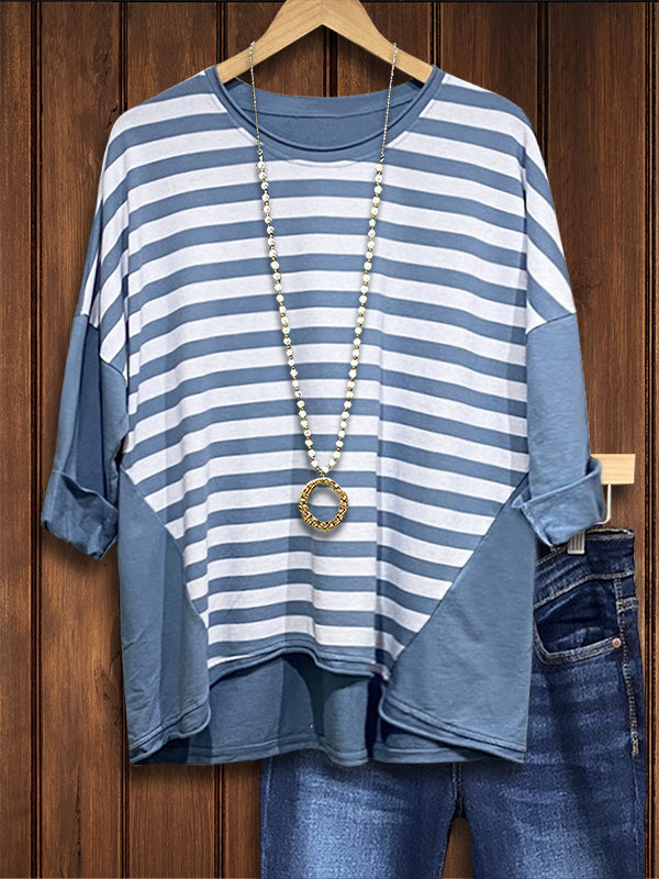 Striped Patchwork Versatile Casual Top