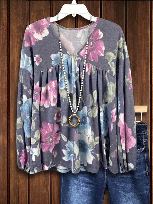 Stylish Floral Versatile Casual Blouse