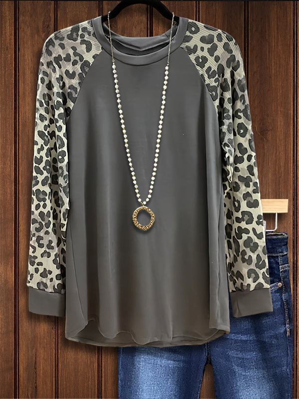 Leopard Print Patchwork Casual Top