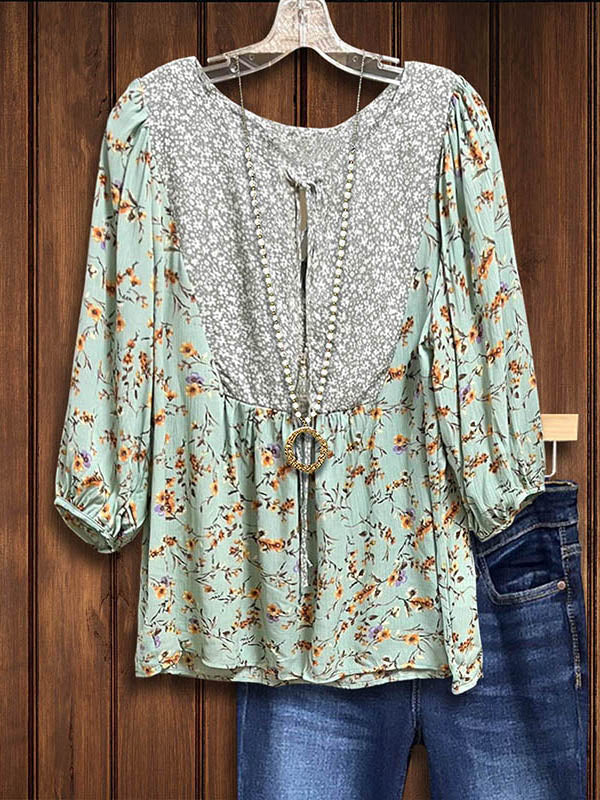 Floral Patchwork Casual Blouse