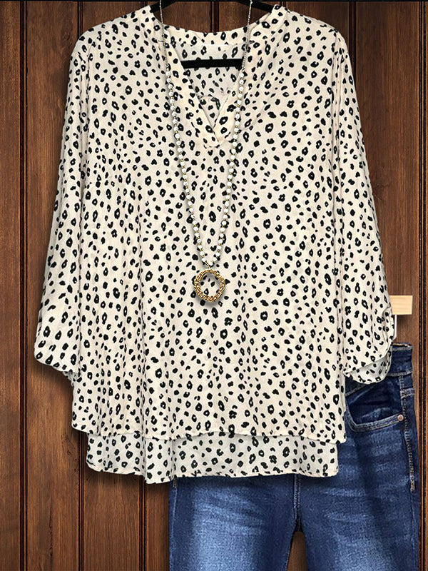 Classic Leopard Print Casual Blouse