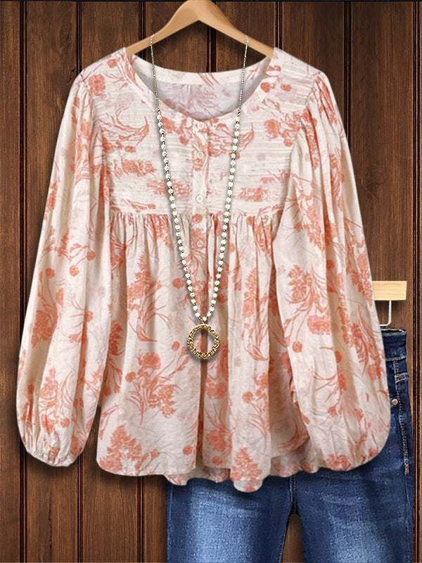 Pastoral Floral Casual Blouse