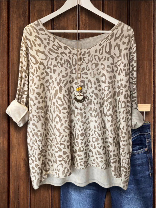 Vintage Leopard Print Casual Top