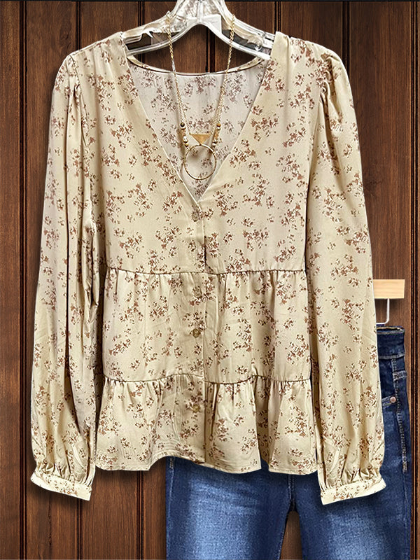 Retro Floral Versatile Casual Blouse