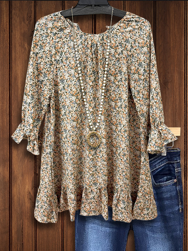 Floral Ruffled Casual Blouse