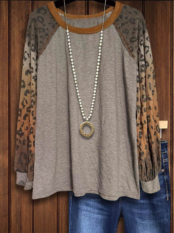 Gradient Leopard Print Casual Top