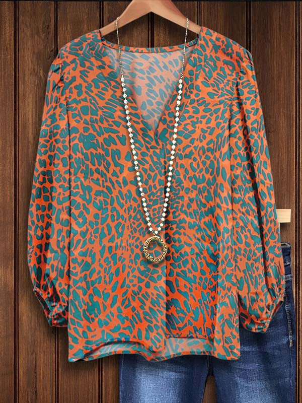 Contrast Leopard Print Fashion Blouse