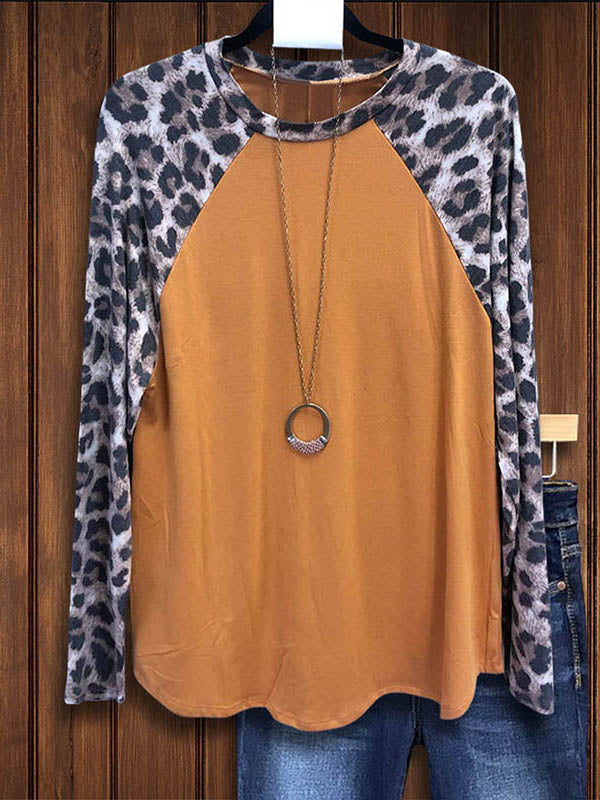 Leopard Print Patchwork Casual Top