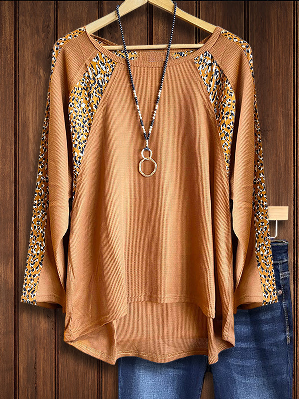 Leopard Print Patchwork Casual Top