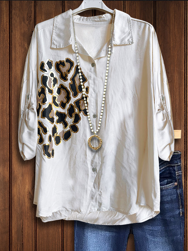 Leopard Print Bronzing Versatile Casual Blouse