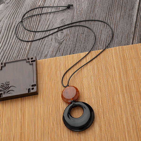 Natural Black Stone Simple Necklace