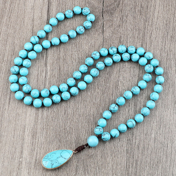 Ethnic Style Turquoise Water Drop Pendant Necklace