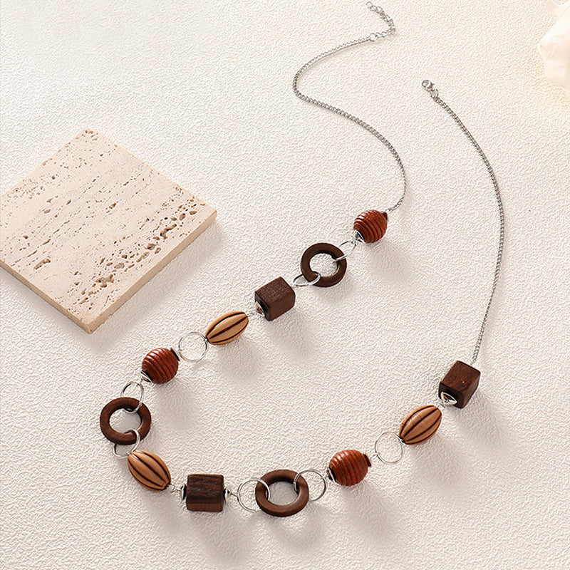 Vintage Wooden Handmade Beaded Necklace