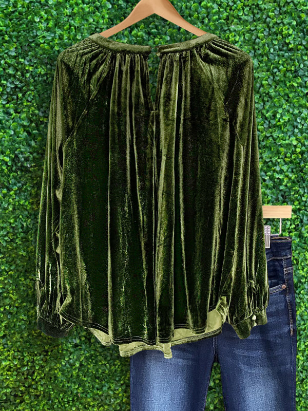 Vintage Velvet Pleated Top