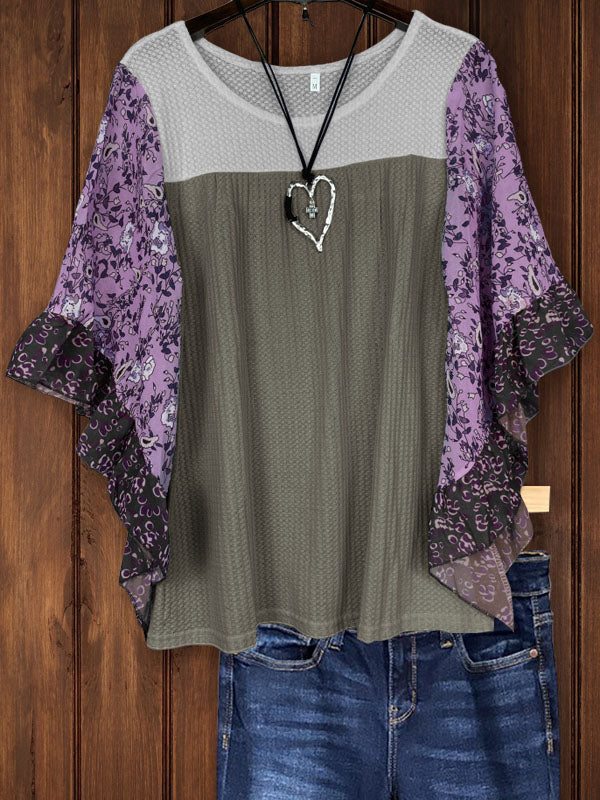 Mixed Floral Print Sleeve Tee