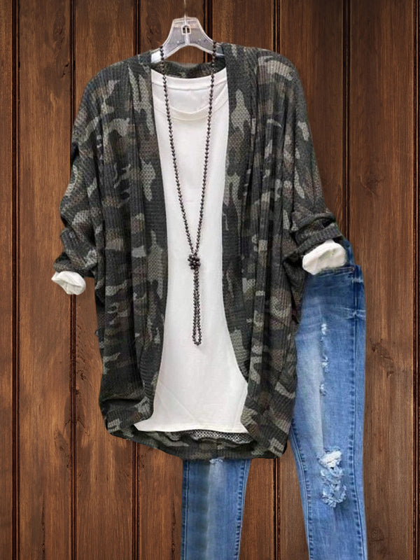 Camo cardigan hot sale sweater womens